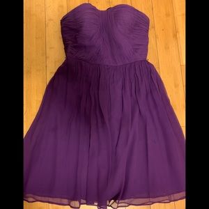 Donna Morgan plum silk strapless dress